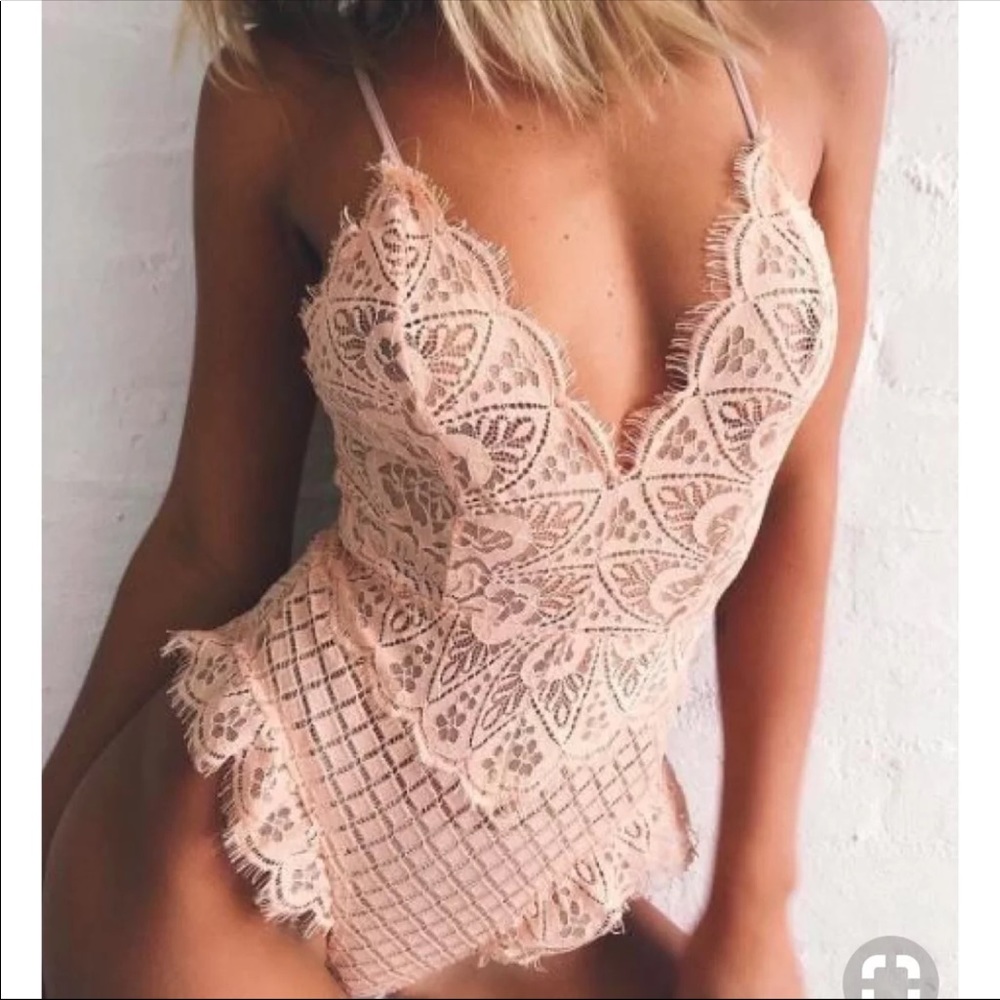 Peach Lace Bodysuit